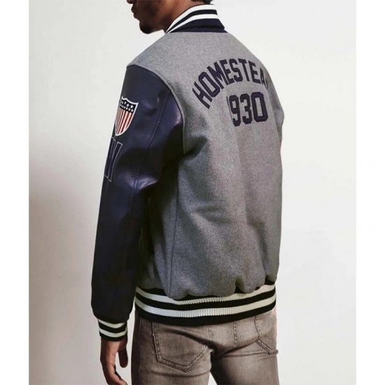 Homestead Grays Navy and Gray Varsity Jacket Homestead Grays Navy and Gray Varsity Jacket