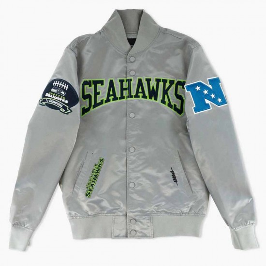 Hometown Hero Seattle Seahawks Grey Satin Jacket