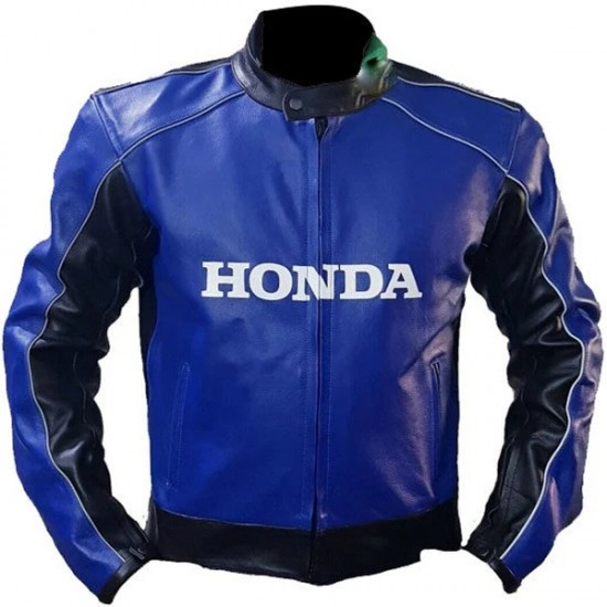 Honda Blue Racing Motorbike Leather Jacket Honda Blue Racing Motorbike Leather Jacket