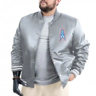 Houston Oilers Adaptive Team Graphic Varsity Satin Jacket