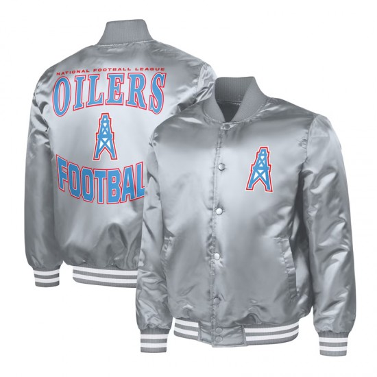 Houston Oilers Adaptive Team Graphic Varsity Satin Jacket