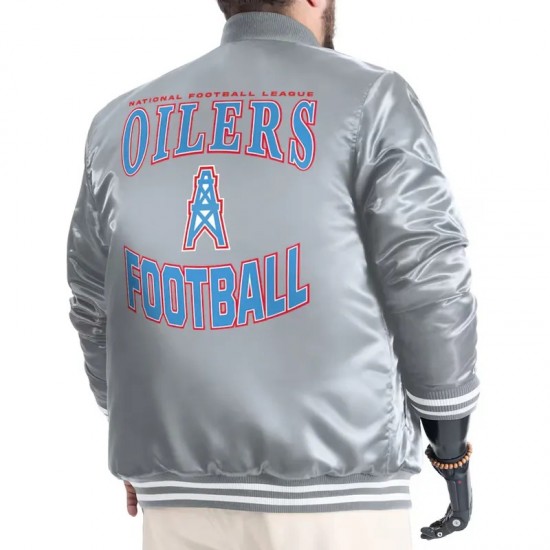 Houston Oilers Adaptive Team Graphic Varsity Satin Jacket