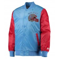 Houston Oilers Locker Room Throwback Light Blue and Red Jacket