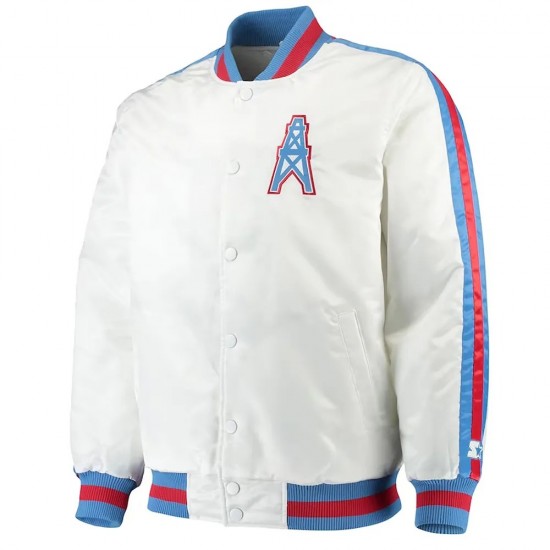 Houston Oilers Throwback D-Line Varsity Satin Jacket
