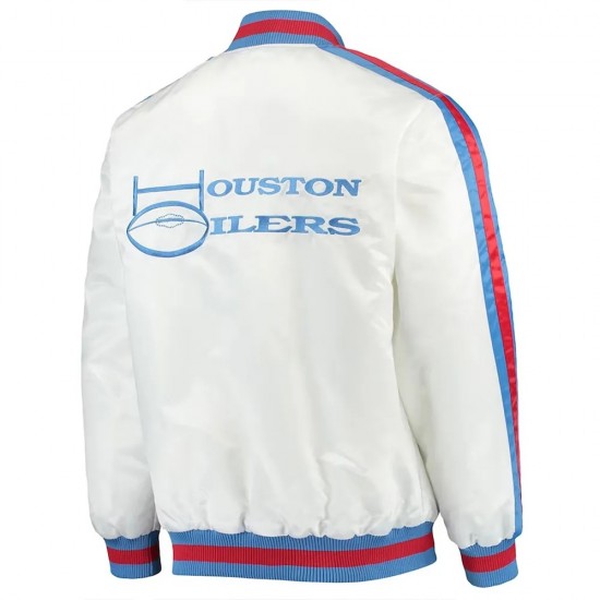 Houston Oilers Throwback D-Line Varsity Satin Jacket