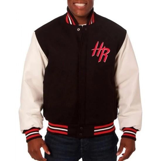 Houston Rockets Black and White Varsity Jacket Houston Rockets Black and White Varsity Jacket
