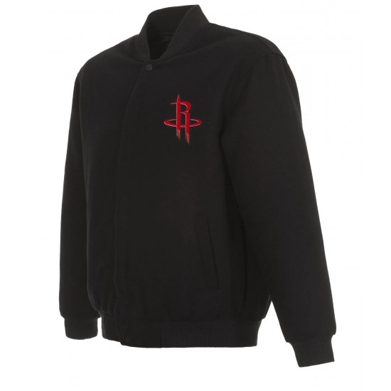 Houston Rockets Bomber Black Wool Jacket Houston Rockets Bomber Black Wool Jacket