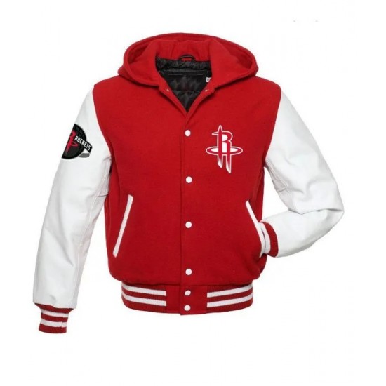 Houston Rockets NBA Varsity Red and White Jacket Houston Rockets NBA Varsity Red and White Jacket