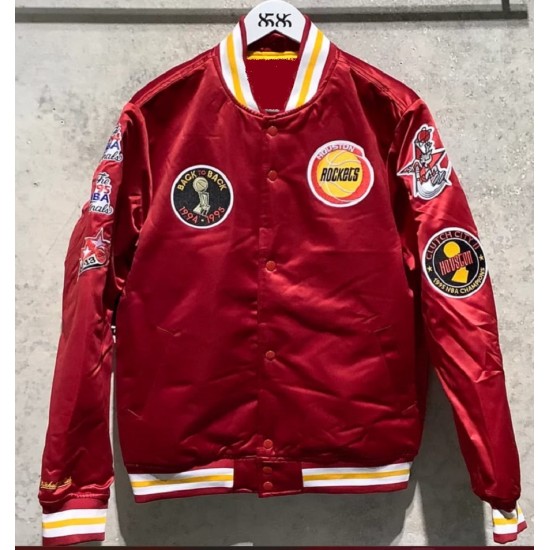 Houston Rockets Red Satin Jacket Houston Rockets Red Satin Jacket