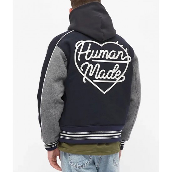 Human Made Duck Navy Blue and Grey Wool Jacket Human Made Duck Navy Blue and Grey Wool Jacket