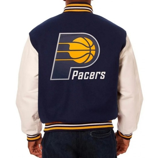 Indiana Pacers Navy and White Varsity Jacket Indiana Pacers Navy and White Varsity Jacket