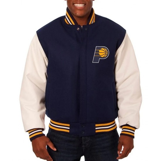Indiana Pacers Navy and White Varsity Jacket Indiana Pacers Navy and White Varsity Jacket