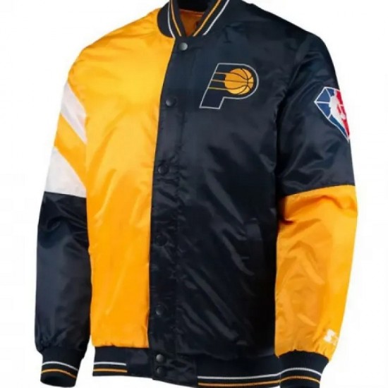 Indiana Pacers Starter Satin Yellow and Blue Jacket Indiana Pacers Starter Satin Yellow and Blue Jacket