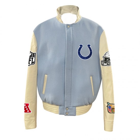 Indianapolis Colts Blue Biker Varsity Jacket Indianapolis Colts Blue Biker Varsity Jacket