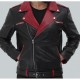 Jimmy Men's Black And Maroon Moto Jacket Jimmy Men's Black And Maroon Moto Jacket