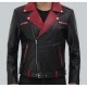 Jimmy Men's Black And Maroon Moto Jacket Jimmy Men's Black And Maroon Moto Jacket