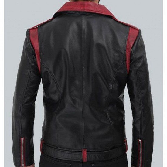 Jimmy Mens Black and Maroon Moto Jacket Jimmy Mens Black and Maroon Moto Jacket