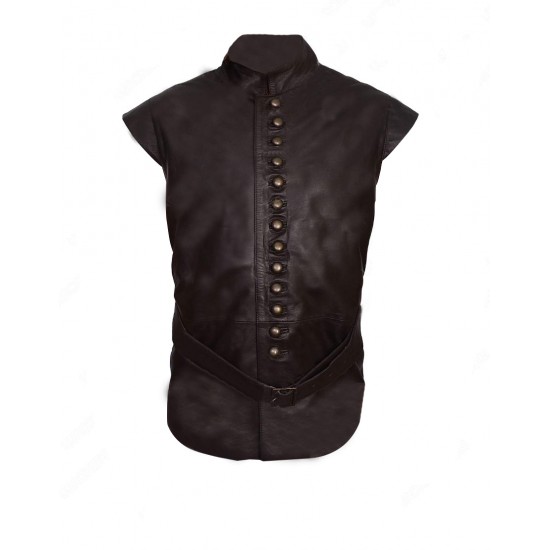 Joshua Sasse Galavant Brown Leather Vest Joshua Sasse Galavant Brown Leather Vest