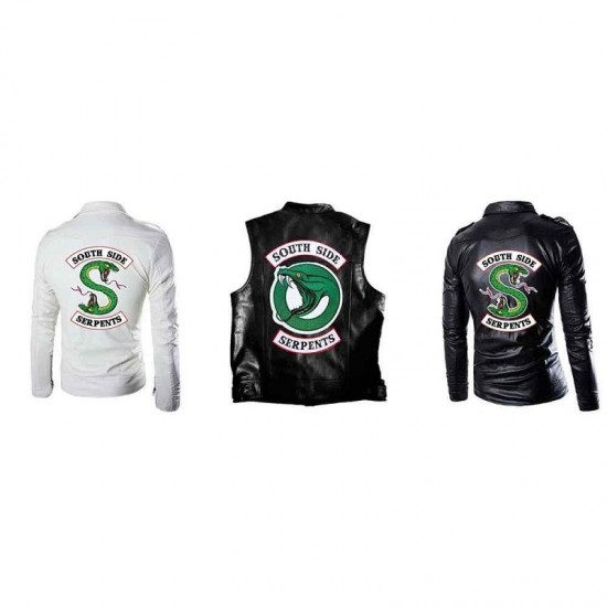 Jughead's South Side Serpents Riverdale Snake Poison Leather Costume Cosplay Jacket With Vest Jughead's South Side Serpents Riverdale Snake Poison Leather Costume Cosplay Jacket With Vest