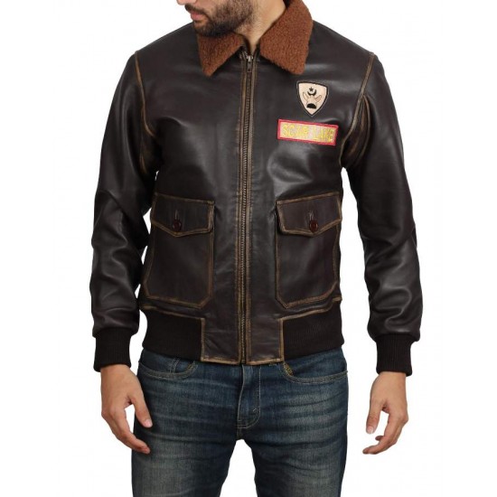 Jumanji 2 Nick Jonas Bomber Leather Jacket Jumanji 2 Nick Jonas Bomber Leather Jacket