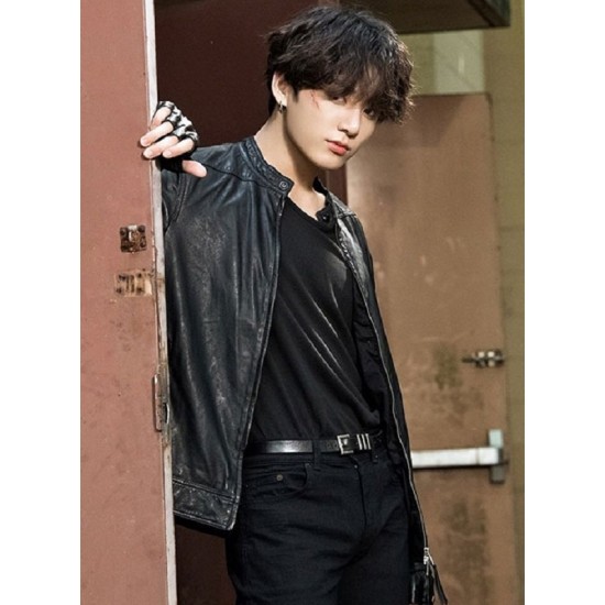 Jungkook Leather Biker Jacket Jungkook Leather Biker Jacket