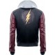 Justice League Barry Allen Flash Leather Jacket With Fleece Hood Justice League Barry Allen Flash Leather Jacket With Fleece Hood