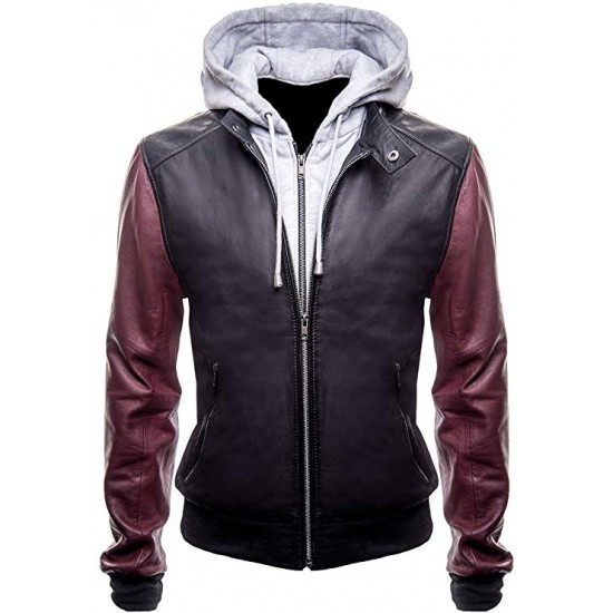 Justice League Barry Allen Flash Leather Jacket With Fleece Hood Justice League Barry Allen Flash Leather Jacket With Fleece Hood