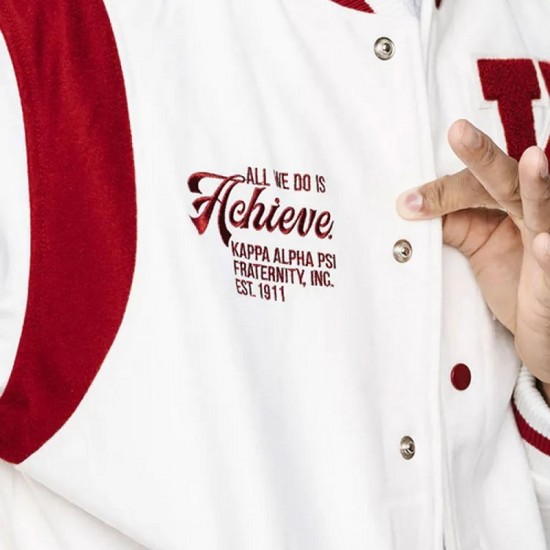 Kappa Alpha PSI World’s Greatest Frat White Varsity Wool Jacket Kappa Alpha PSI World’s Greatest Frat White Varsity Wool Jacket