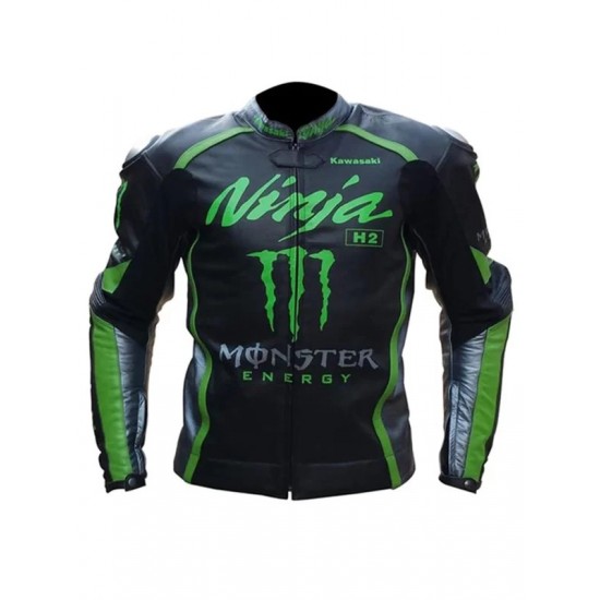 Kawasaki Monster Green Leather Jacket Kawasaki Monster Green Leather Jacket