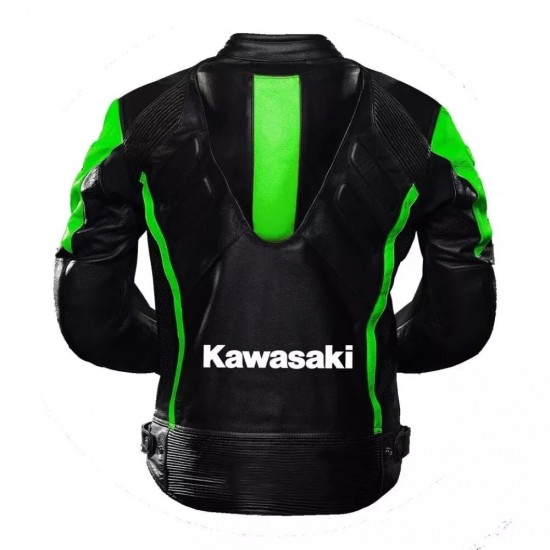 Kawasaki Ninja Black Green Racing Leather Jacket Kawasaki Ninja Black Green Racing Leather Jacket