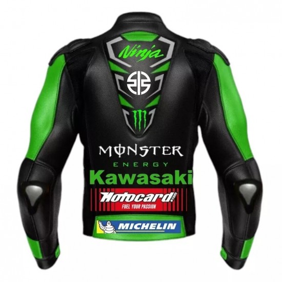 Kawasaki Ninja Monster Energy Genuine Cowhide Leather Jacket Kawasaki Ninja Monster Energy Genuine Cowhide Leather Jacket