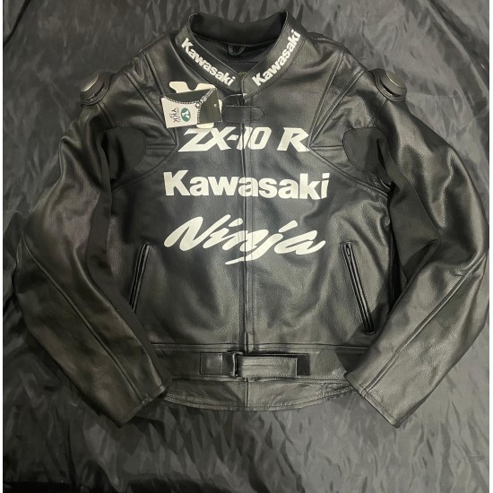 Kawasaki Ninja ZX10R Black Racing Leather Biker Jacket Kawasaki Ninja ZX10R Black Racing Leather Biker Jacket