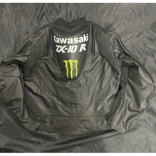 Kawasaki Ninja ZX10R Black Racing Leather Biker Jacket Kawasaki Ninja ZX10R Black Racing Leather Biker Jacket