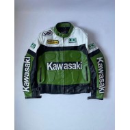 Kawasaki Racing Motorcycle Cowhide Leather Jacket 
