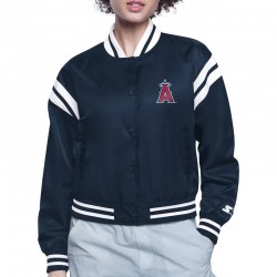 LA Angels Printed Logo Varsity Satin Jacket