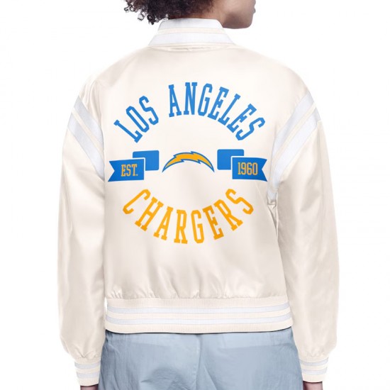 LA Chargers Printed Logo Varsity Satin Jacket LA Chargers Printed Logo Varsity Satin Jacket