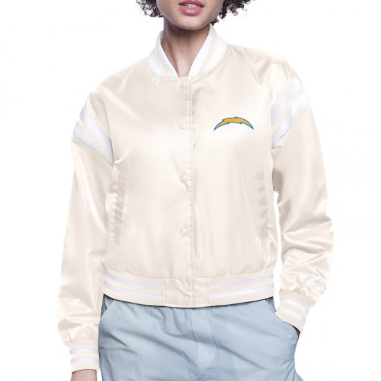 LA Chargers Printed Logo Varsity Satin Jacket LA Chargers Printed Logo Varsity Satin Jacket