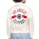 LA Clippers Printed Logo Varsity Satin Jacket LA Clippers Printed Logo Varsity Satin Jacket