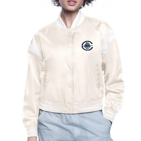 LA Clippers Printed Logo Varsity Satin Jacket LA Clippers Printed Logo Varsity Satin Jacket