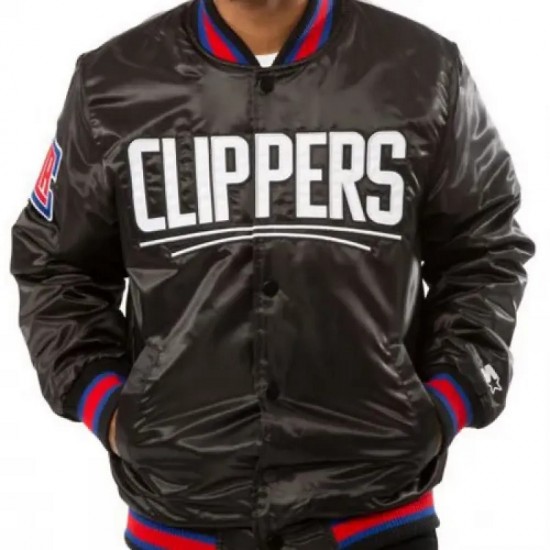 LA Clippers Starter Black Bomber Jacket LA Clippers Starter Black Bomber Jacket