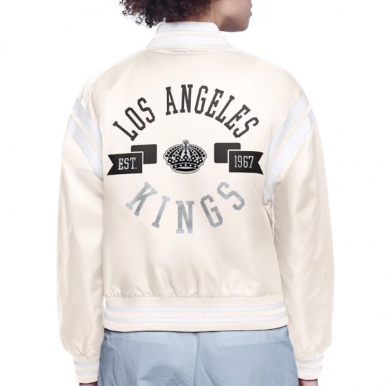 LA Kings Printed Logo Varsity Satin Jacket LA Kings Printed Logo Varsity Satin Jacket