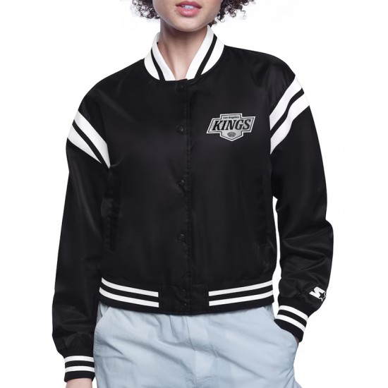 LA Kings Printed Logo Varsity Satin Jacket LA Kings Printed Logo Varsity Satin Jacket