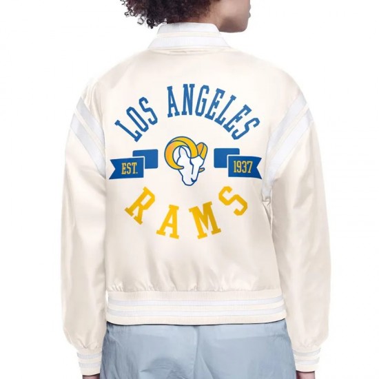LA Rams Printed Logo Varsity Satin Jacket