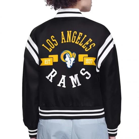 LA Rams Printed Logo Varsity Satin Jacket