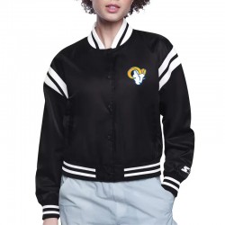 LA Rams Printed Logo Varsity Satin Jacket