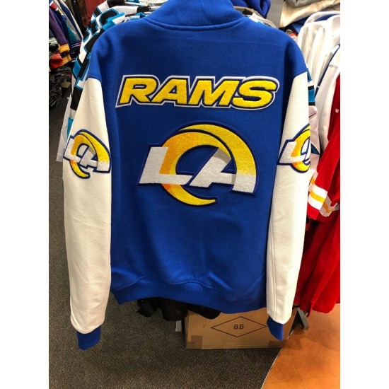 LOS ANGELS RAMS NFL Mash Up Mens ROYAL BLUE Varsity JACKET LOS ANGELS RAMS NFL Mash Up Mens ROYAL BLUE Varsity JACKET