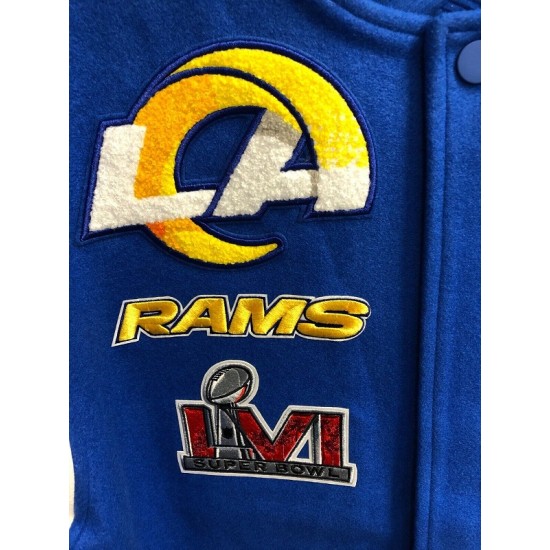 LOS ANGELS RAMS NFL Mash Up Mens ROYAL BLUE Varsity JACKET LOS ANGELS RAMS NFL Mash Up Mens ROYAL BLUE Varsity JACKET
