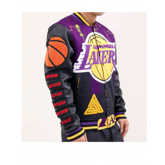 Los Angeles Lakers Black Pyramid Letterman Jacket Los Angeles Lakers Black Pyramid Letterman Jacket