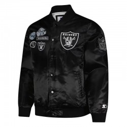 Las Vegas Raiders Black Varsity Satin Jacket