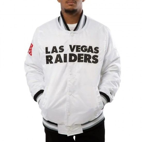 Las Vegas Raiders White Satin Jacket Las Vegas Raiders White Satin Jacket